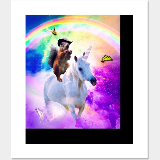 Cowboy Squirrel Riding Unicorn Wall Art by Random Galaxy